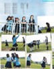 A group of young women in school uniforms posing for a magazine.